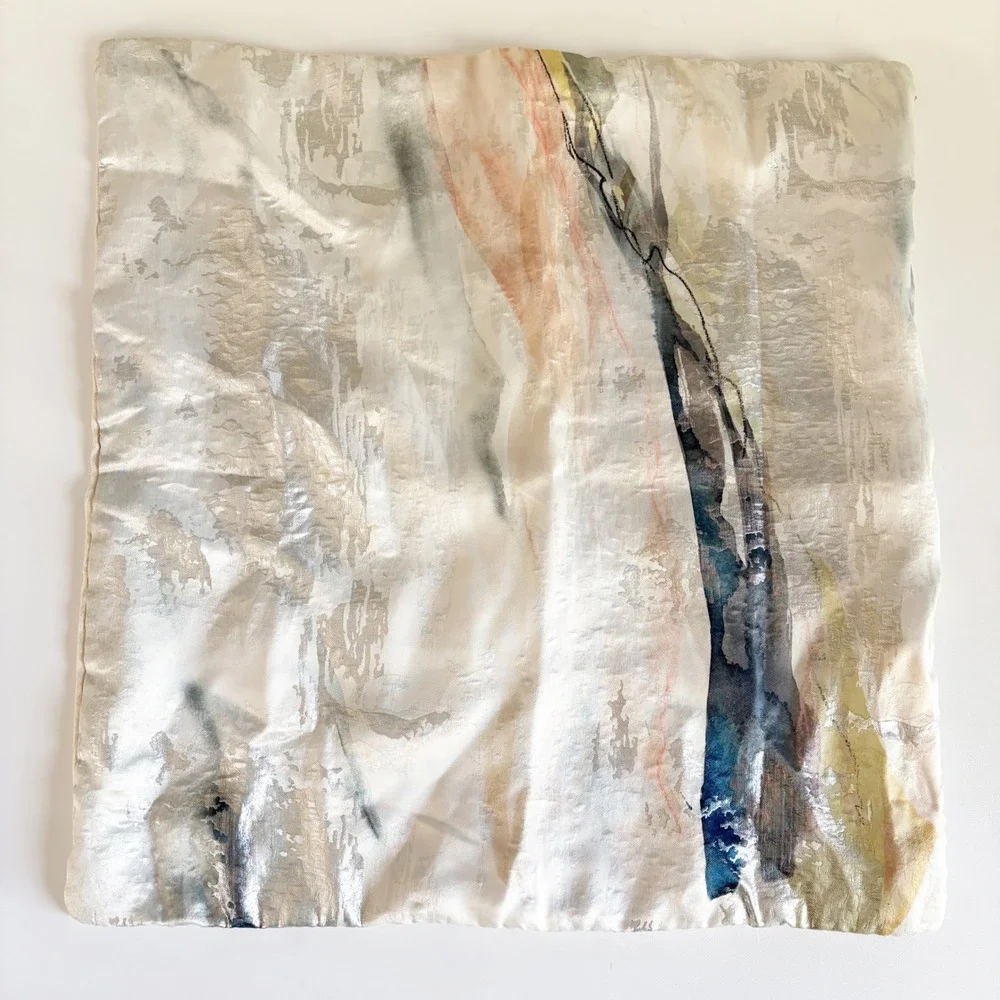 West Elm Abstract Metallic Watercolor Modern Linen Blend Pillow Cover Set Of 2